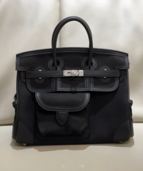 에르메스 버킨백25 스위프트 카고 캔버스 블랙 은장